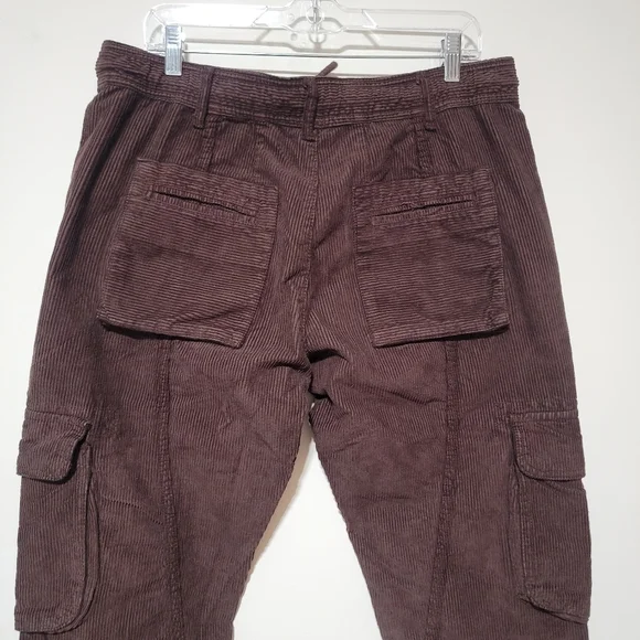 NEW Free People Tahiti Corduroy Cargo Boho Gorpcore Chocolate Brown Pants Size M - Picture 6 of 14